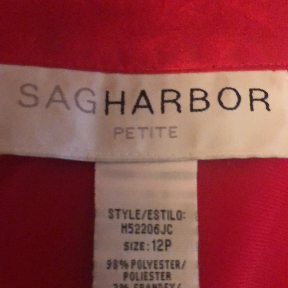 Beautiful Red Satin Sag Harbor Long Sleeved Blouse Petite - Picture 10 of 13